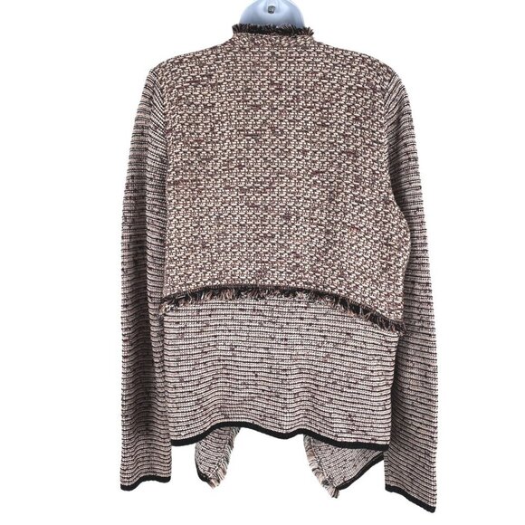 White House Black Market Open Tweed Cardigan XLP Double Fringe CJ-1761 - Picture 4 of 8